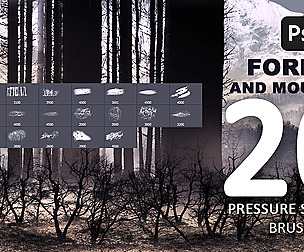 20 Forest and mountain surface texturing brushes.