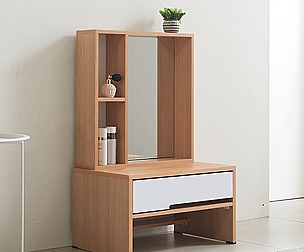 On a spring day, a sitting vanity table