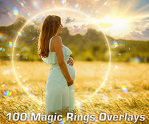 100 Gold Ring Overlays,  Radiant light ring