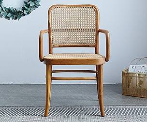 Lungo Natural Ratan Solid Wood Armchair