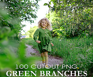 100 Green Branches Photo Overlays