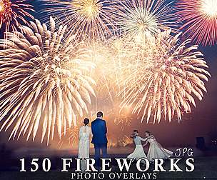 150 Realistic fireworks overlays