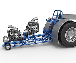 Pulling tractor 2 engines V8 Version 4 Scale 1:25