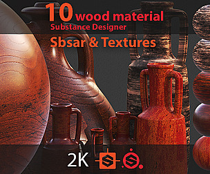 10 red wood PBR SBSAR Texture