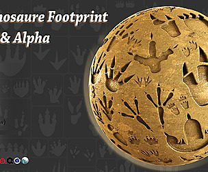80 Dinosaur footprint brush & alpha