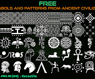50 FREE Hand Painted Ancient Symbols & Patterns