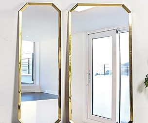 Octagonal gold full body mirror