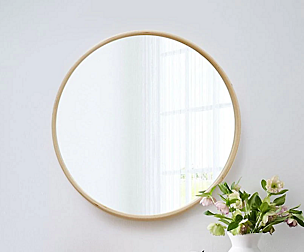 Wood round mirror