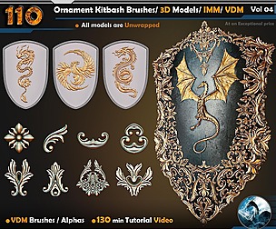 110 Ornament Kitbash Brushes  Vol 04