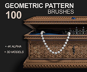 100 Geometric Pattern brushes, Alphas