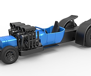Pulling truck 2wd Hot rod two V8 Version 2 1:25