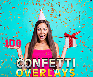 100 Confetti Photo Overlays