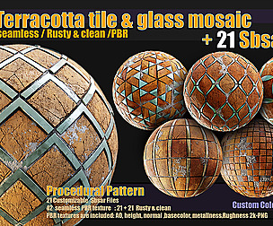 Terracotta tiles & glass mosaics
