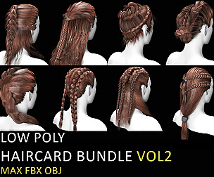 Low Poly game ready haircard bundle vol2