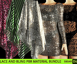 Lace and bling fabric PBR material bundle