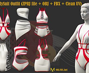 6BodySuit Outfit(ZPRJ File+OBJ+FBX+Clean UV)