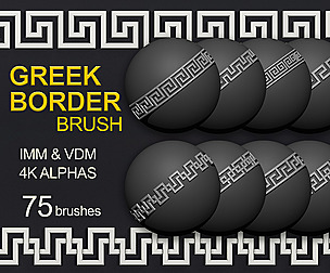 75 Greek Border Brushes for ZBrush with 4K Alphas