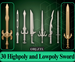 30 Highpoly and Lowpoly Sword