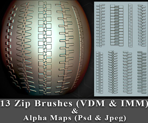 13 Zip Brushes (VDM & IMM) and Alpha Maps