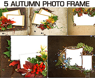 5 Autumn Photo Frame Overalys, Art frame