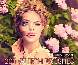 200 Glitch Photoshop Brushes, Anaglyph 3D
