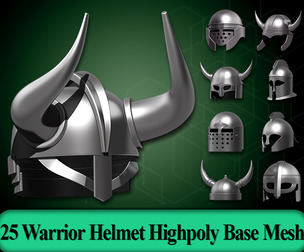 25 Warrior Helmet High Poly Base Mesh