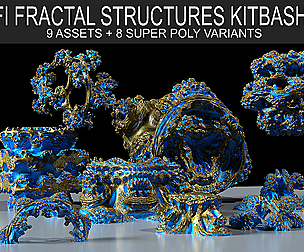 Fractal Sci-Fi Alien Structures Kitbash 3D Assets