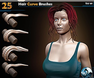 25 Hair Curve Brushes at Zbrush Vol 01