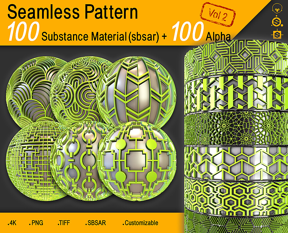 100 Seamless Pattern + Alpha (4K) Vol 2