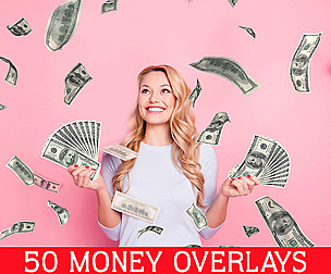 50 Money Overlays PNG, Cash USD