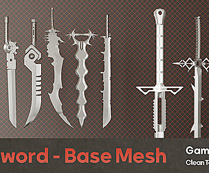 25 Sword Base Mesh - Vol 02 ( Game Ready )