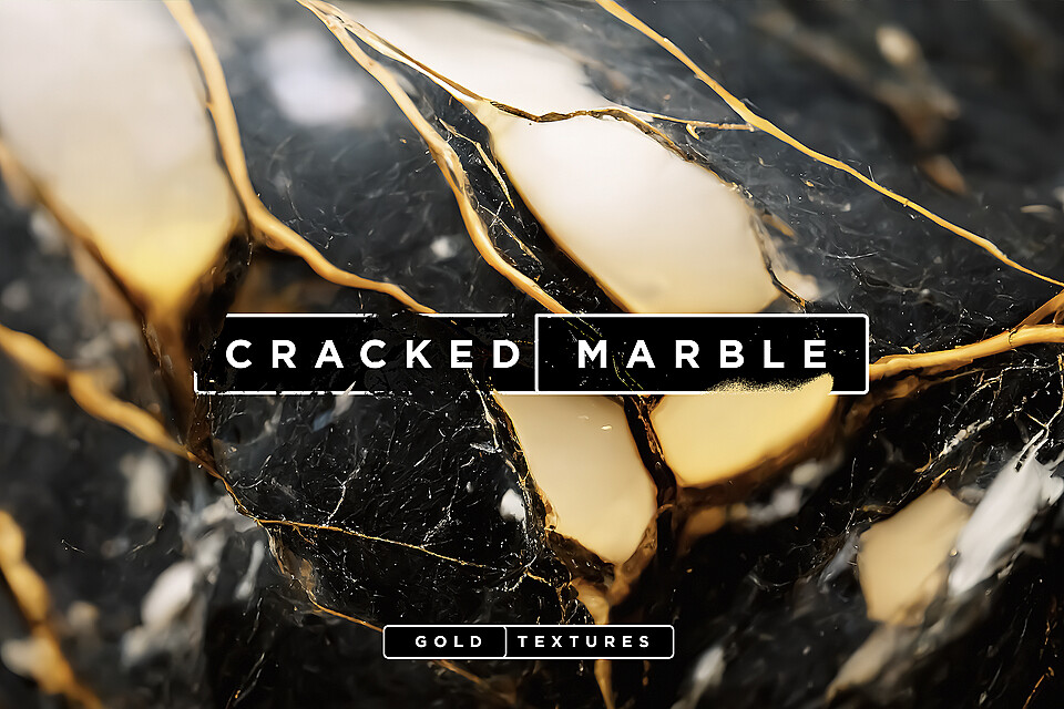Black & Gold Cracked Marble Textures
