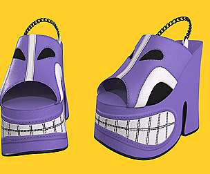 Woman wedges in purple color shoe with chain strap