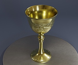 A golden trophy with fine engraving
