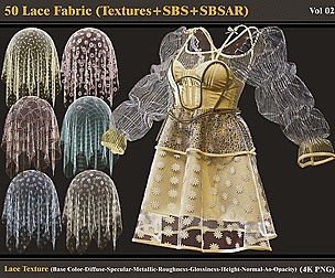 50 Lace Fabric Materials (Textures+SBSAR+SBS)
