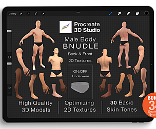 Procreate 3d Model Pack - Male Body Bundle