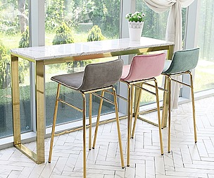 Shiny Gold Velvet Bar Chair Island Table Chair