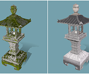 Old Japanese Lantern with mossy and no mossy style