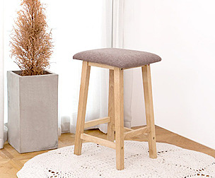 Rubber Wood Prefab Square Cushion Bar stool