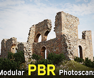 Modular Brick Stone Ruin Set Pbr Scan 3D model