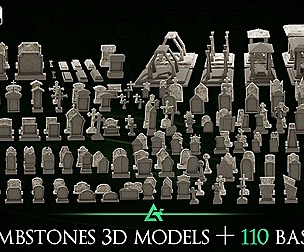 110 Low-Poly Tombstones+110 Base mesh - V1