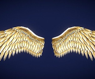Animated Low Poly Golden Wings