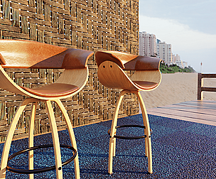 LEATHER STOOL HIGH - LUX