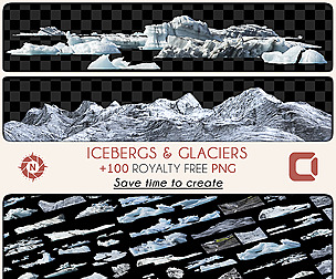 Icebergs & Glaciers - PNG Photo Pack