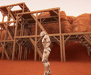 Wooden scaffolding Low-poly 3D model