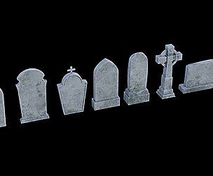 Low Poly Tombstone Pack 8K and 4K Textures