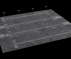 Parking Lot Scene with 4K and 8K textures