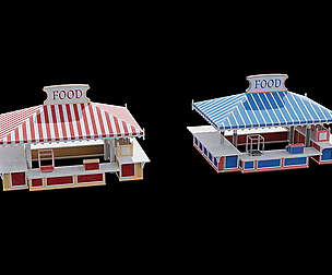 Theme Park Concession or Game Stands 4K