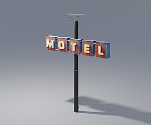 Large Retro Motel Sign with Antenna 4K