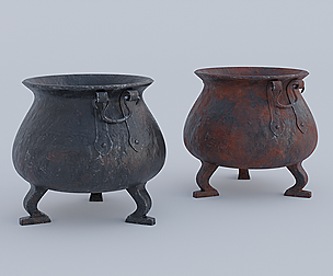 Forged Iron Cauldron with 4K Textures